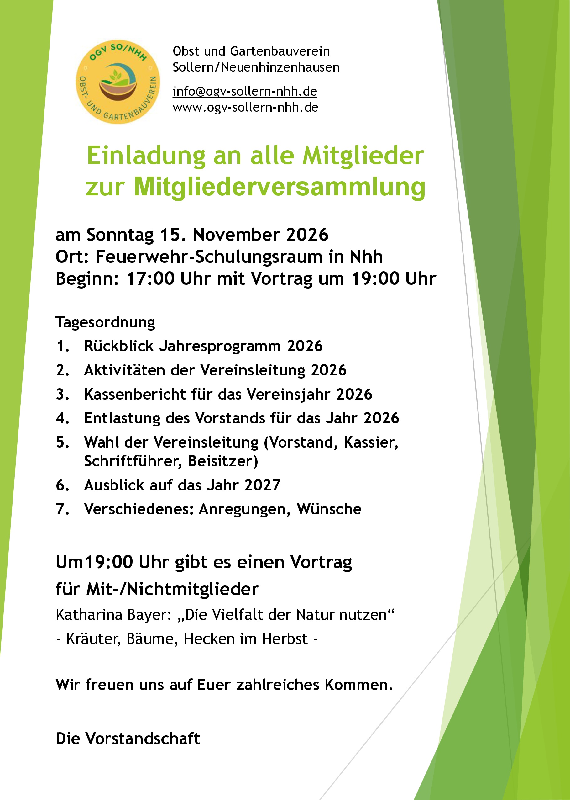 Einladung Mitgliederversammlung 2026
